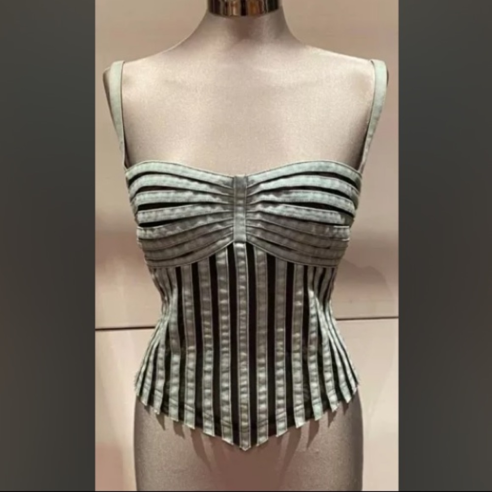 Cadolle Paris corset style denim & mesh top